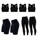 Kit Academia Lupo Feminino - 2 Calças Legging + 2 Bermuda Feminina Fit + 4 Top Esportivo Com Bojo